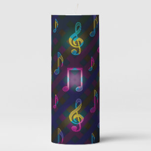 Glowing Musical Notes Pillar Candle