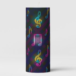 Glowing Musical Notes Pillar Candle