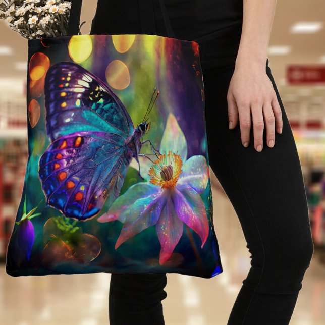 Glowing Mystical Forest Butterfly Spring Flower Tote Bag (Creator Uploaded)