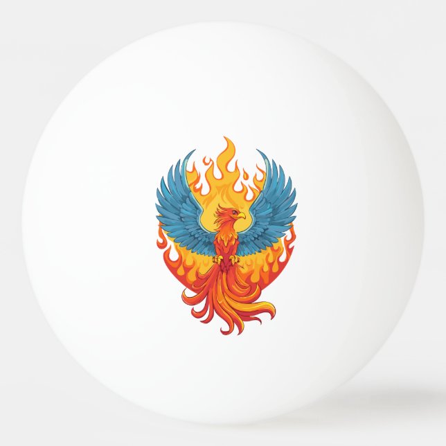 Glowing mythological Fantasy Phoenix Bird Ping Pong Ball (Front)