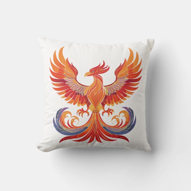 Glowing mythological Fantasy Phoenix Bird Throw Pillow (Front)