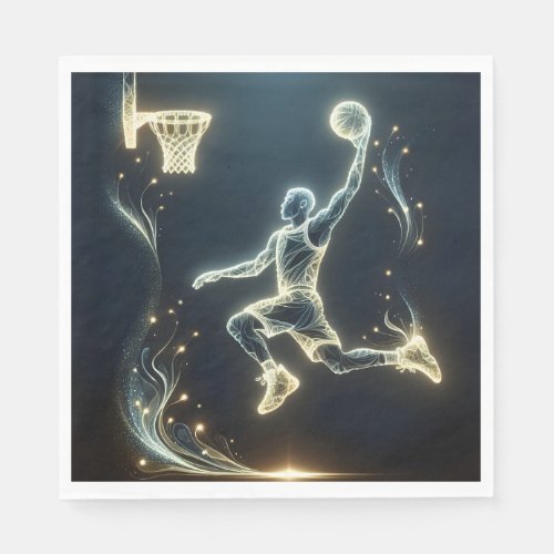 Glowing Neon Basketball Player  Napkins