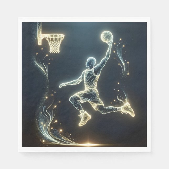 Glowing Neon Basketball Player  Napkins (Front)