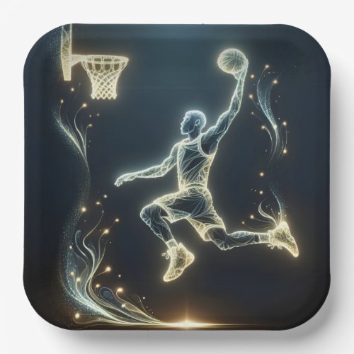 Glowing Neon Basketball Player  Paper Plates