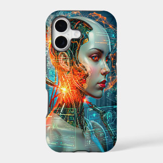 Glowing Neon Cyborg Biomechanical Tech Sci-Fi iPhone 17 Case