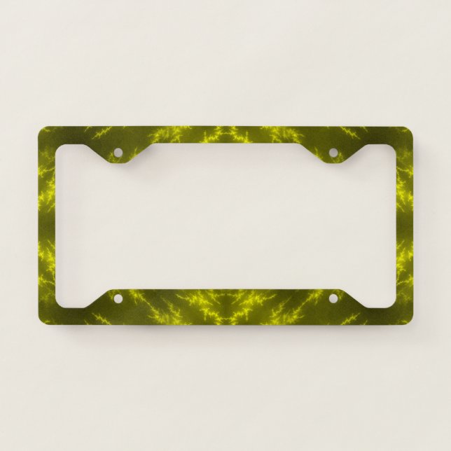 Glowing Neon Electric Thunder Bolts License Plate Frame (Front)