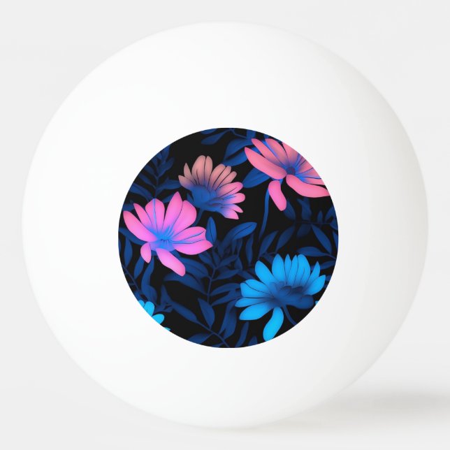 Glowing Neon Flowers Pattern Ping Pong Ball (Front)