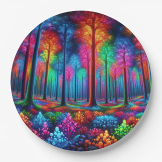 Glowing Neon Forest Paper Plates