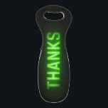 Glowing Neon Green Thanks Sign On Black Wine Bag<br><div class="desc">Neon green THANKS text on black.</div>