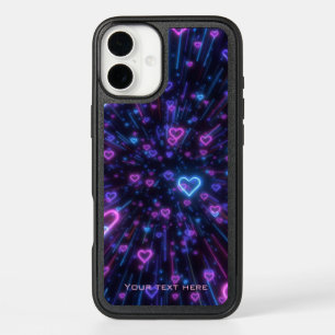 Glowing Neon Heart Galaxy Cosmic Love Aesthetic iPhone 16 Plus Case