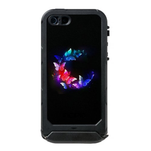 Glowing Neon Night Butterflies on Black background Waterproof Case For iPhone SE55s