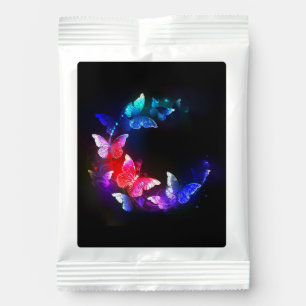 Glowing Neon Night Butterflies on Black background Lemonade Drink Mix