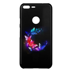 Glowing Neon Night Butterflies on Black background Uncommon Google Pixel XL Case