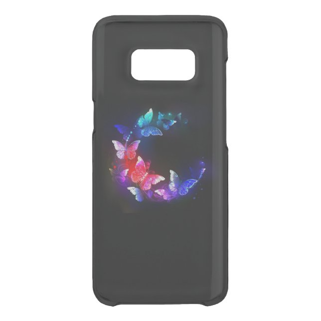 Glowing Neon Night Butterflies on Black background Uncommon Samsung Galaxy Case (Back)