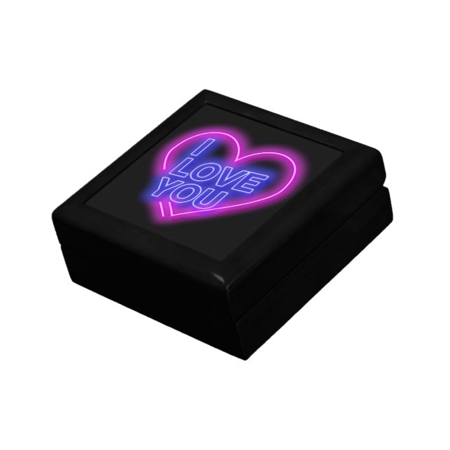 Glowing Neon Pink Blue Valentines Heart Gift Box (Side)