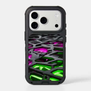 Glowing Neon Pink Green Futuristic Mesh iPhone 17 Pro Case