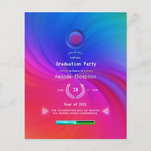 Glowing Neon Rainbow Virtual Graduation Party Flyer