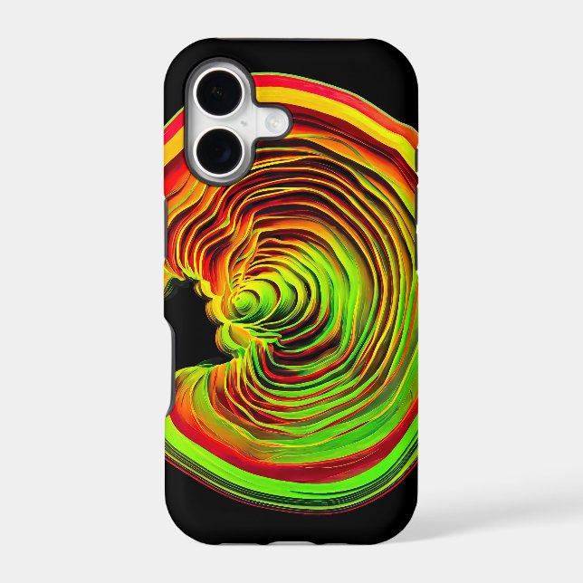 Glowing Neon Red Green Topographic Lines Case-Mate iPhone Case (Back)