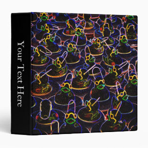 Glowing Neon Rubber Ducks Personalized 3 Ring Binder
