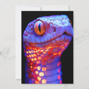 Glowing Neon Snake with Hypnotic Eyes and Sci-Fi G Invitation
