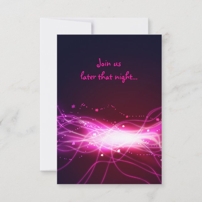 Glowing Neon Star Bat Mitzvah Reception Party Card (Front)