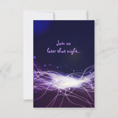 Glowing Neon Star Bat Mitzvah Reception Party Card