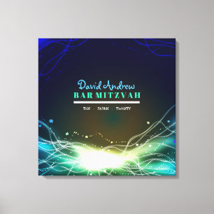 GLOWING NEON STAR Bat Mitzvah Sign In Memory Board
