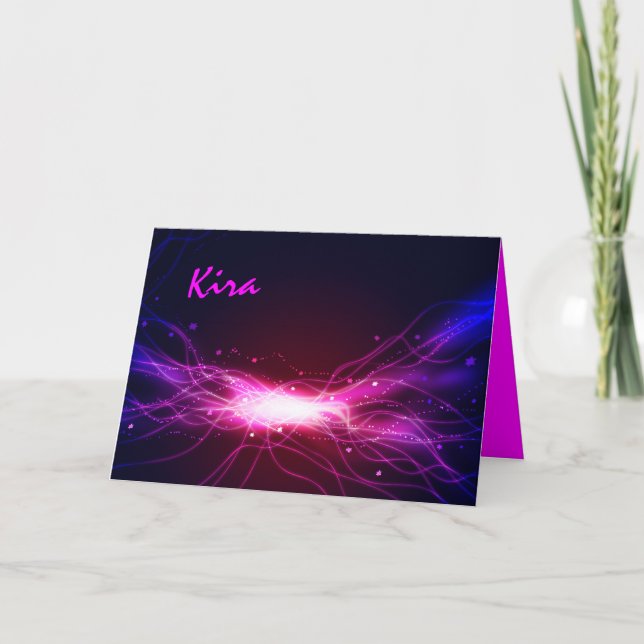 Glowing Neon Stars Bar Bat Mitzvah Thank You card (Front)
