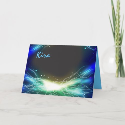 Glowing Neon Stars Bar Bat Mitzvah Thank You Card