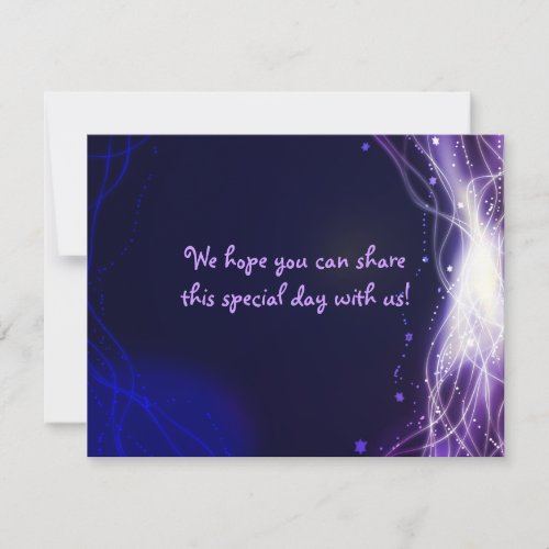 Glowing Neon Stars Bat Mitzvah  REPLY Card