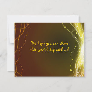 GLOWING NEON STARS Bat Mitzvah Reply Card GOLD