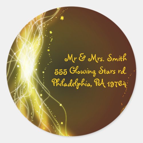 Glowing Neon Stars Bat Mitzvah Retern Sticker Seal