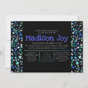GLOWING NEON STARS Jewish Baby Naming Invitation