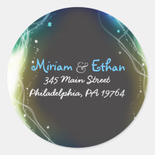 Glowing Neon Stars Jewish Wedding Round Sticker