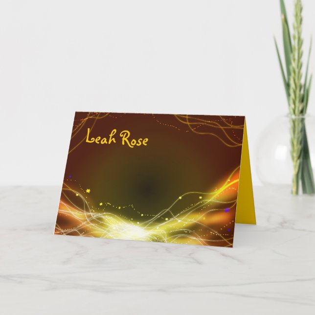 Glowing Neon Stars Thank You card GOLD (Front)