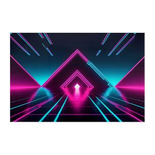 Glowing Neon Synthwave Pyramid Tunnel Cyberpunk Acrylic Print