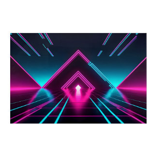 Glowing Neon Synthwave Pyramid Tunnel Cyberpunk Acrylic Print