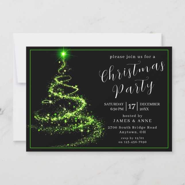 Glowing Neon Tree Christmas Party Invitation (Front)