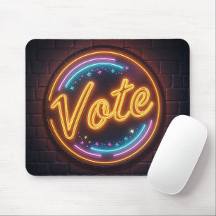 Glowing Neon Vote Sign On Black Mouse Pad