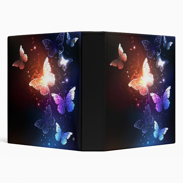 Glowing Night Butterflies 3 Ring Binder (Background)