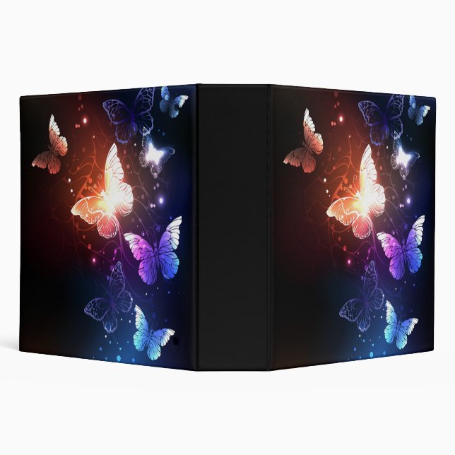 Glowing Night Butterflies 3 Ring Binder (Background)
