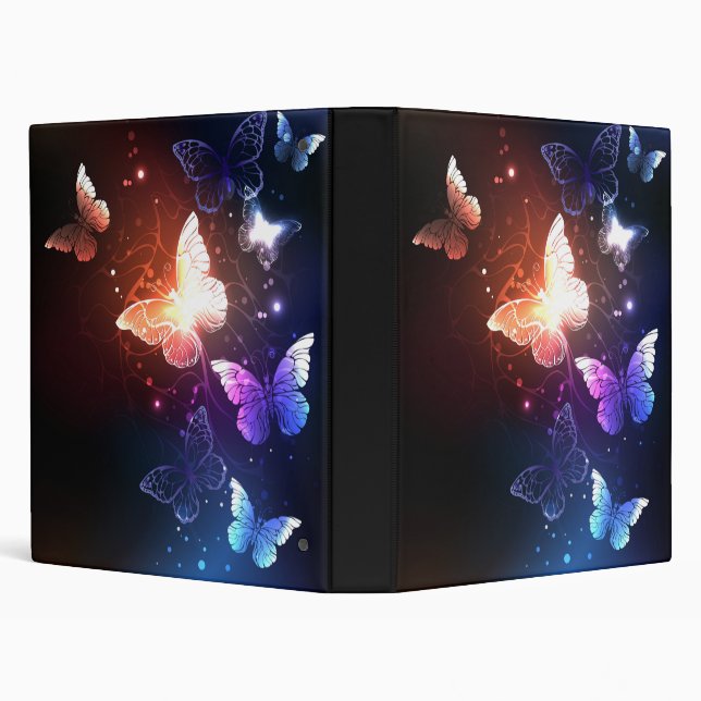 Glowing Night Butterflies 3 Ring Binder (Background)