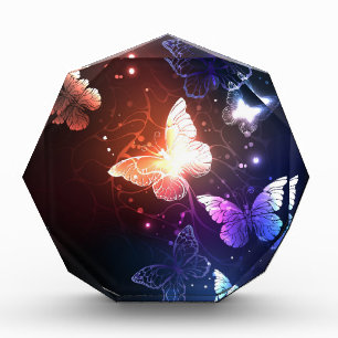 Glowing Night Butterflies Acrylic Award