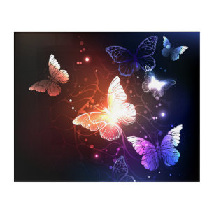 Glowing Night Butterflies Acrylic Print