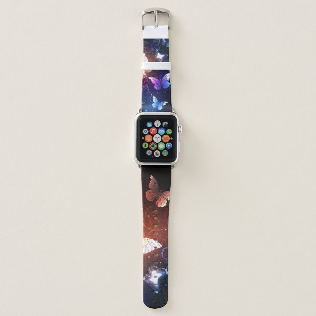 Glowing Night Butterflies Apple Watch Band (Front)