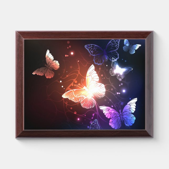 Glowing Night Butterflies Award Plaque (Horizontal)