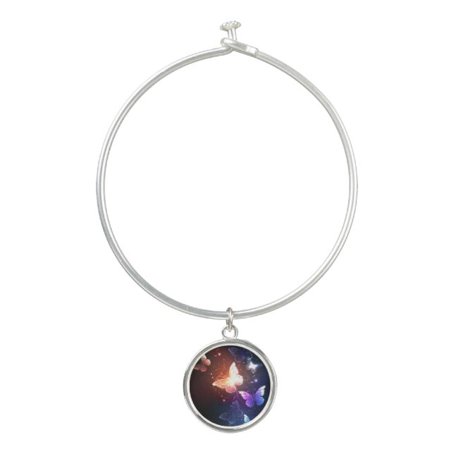 Glowing Night Butterflies Bangle Bracelet (Front)