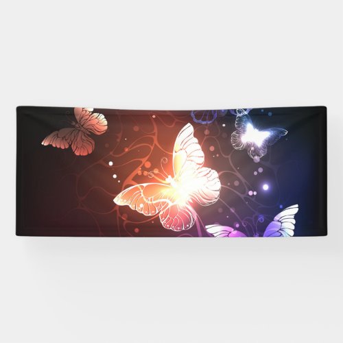 Glowing Night Butterflies Banner