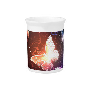 Glowing Night Butterflies Beverage Pitcher