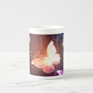 Glowing Night Butterflies Bone China Mug